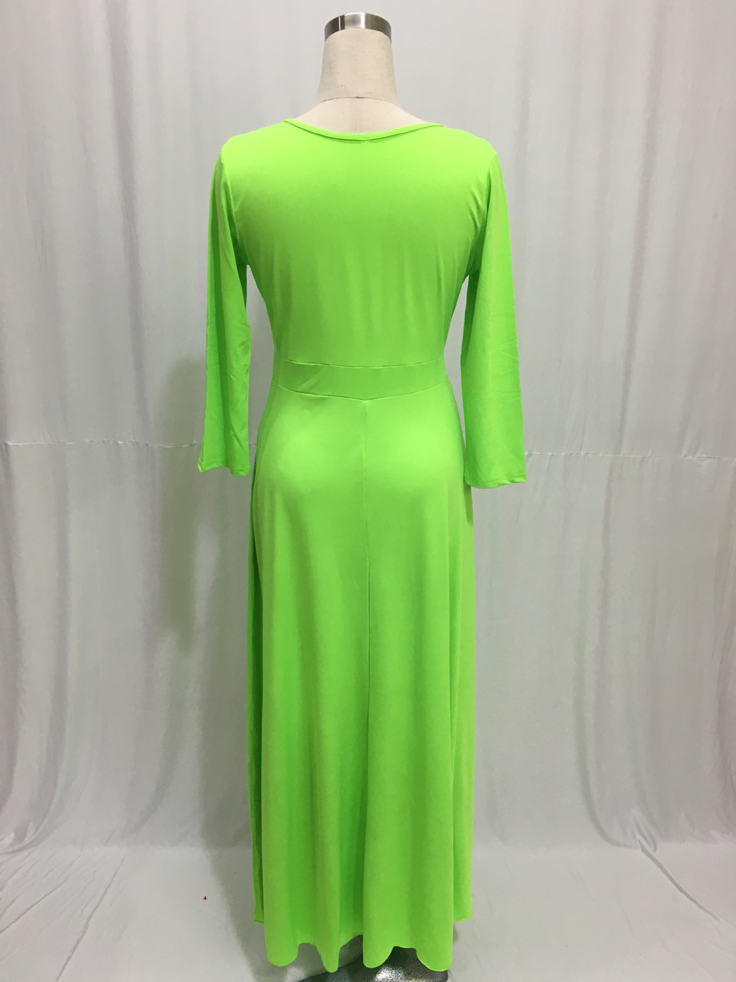 SZ60044-4 Women Long Knitwear V Neck Plus Size Bridesmaid Dress with Long Sleeve